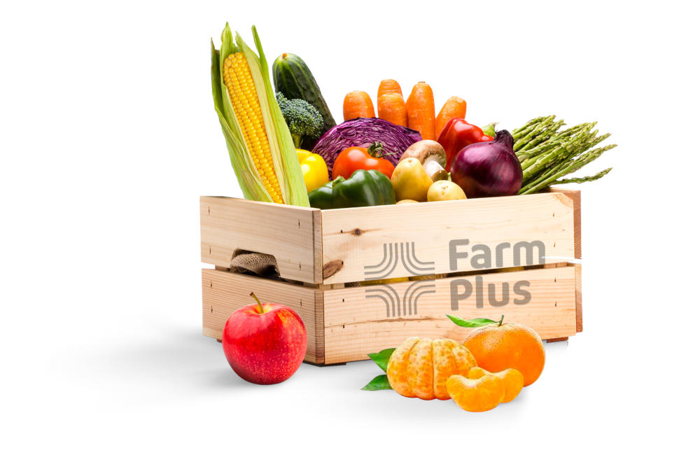 Rack full of fresh vegetables and fruits